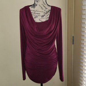 cabi Long-Sleeved Drape Front Blouse with Ruching